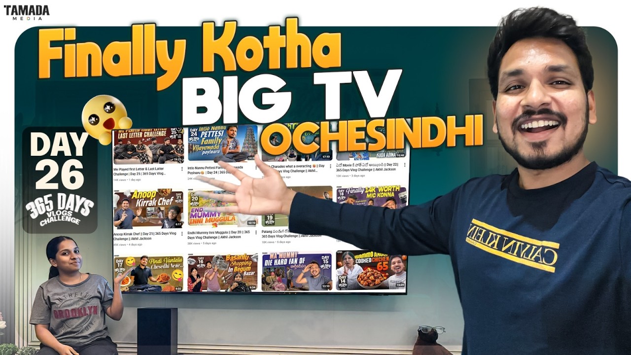 Finally Kotha Big Tv Ochesindhi 😍 || Day 26 || 365 Days Vlog Challenge || Akhil Jackson