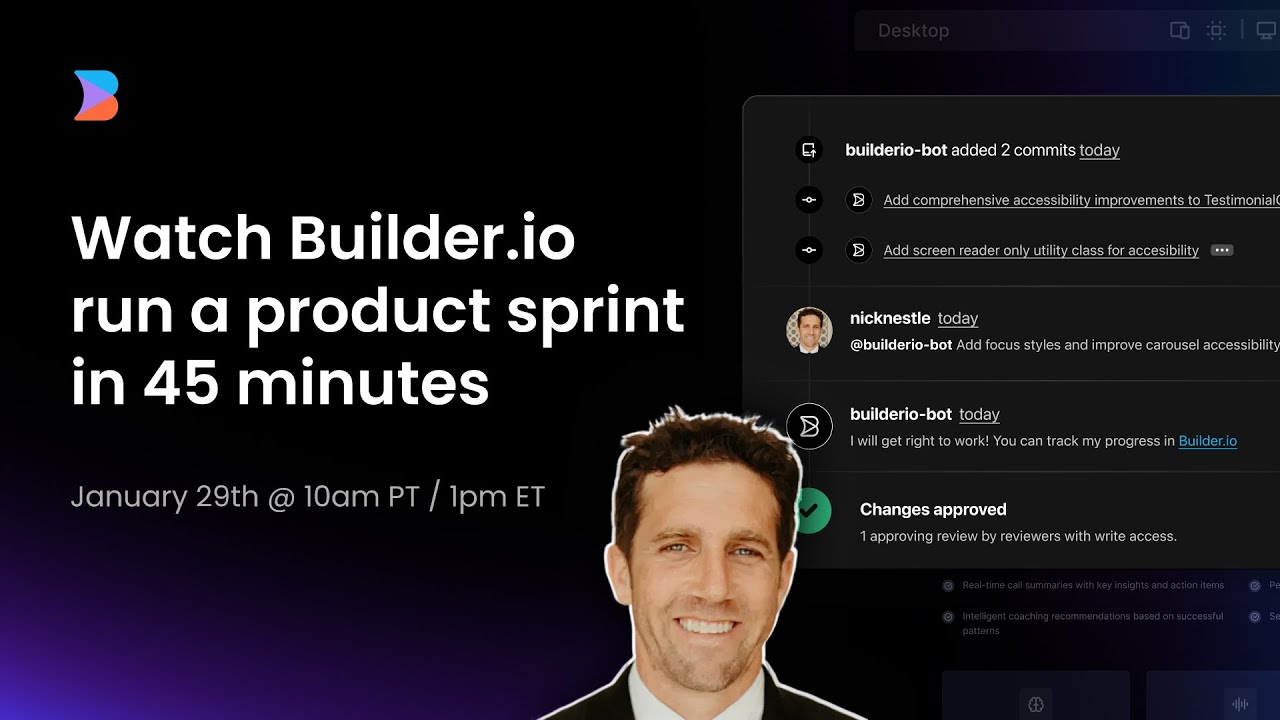 Посмотрите, как Builder.io проводит продуктовый спринт за 45 минут.