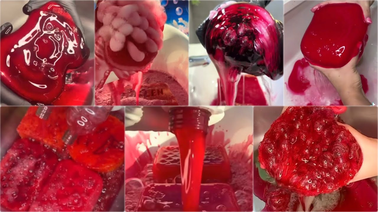 RED ASMR SPONGE SQUEEZING COMPILATION