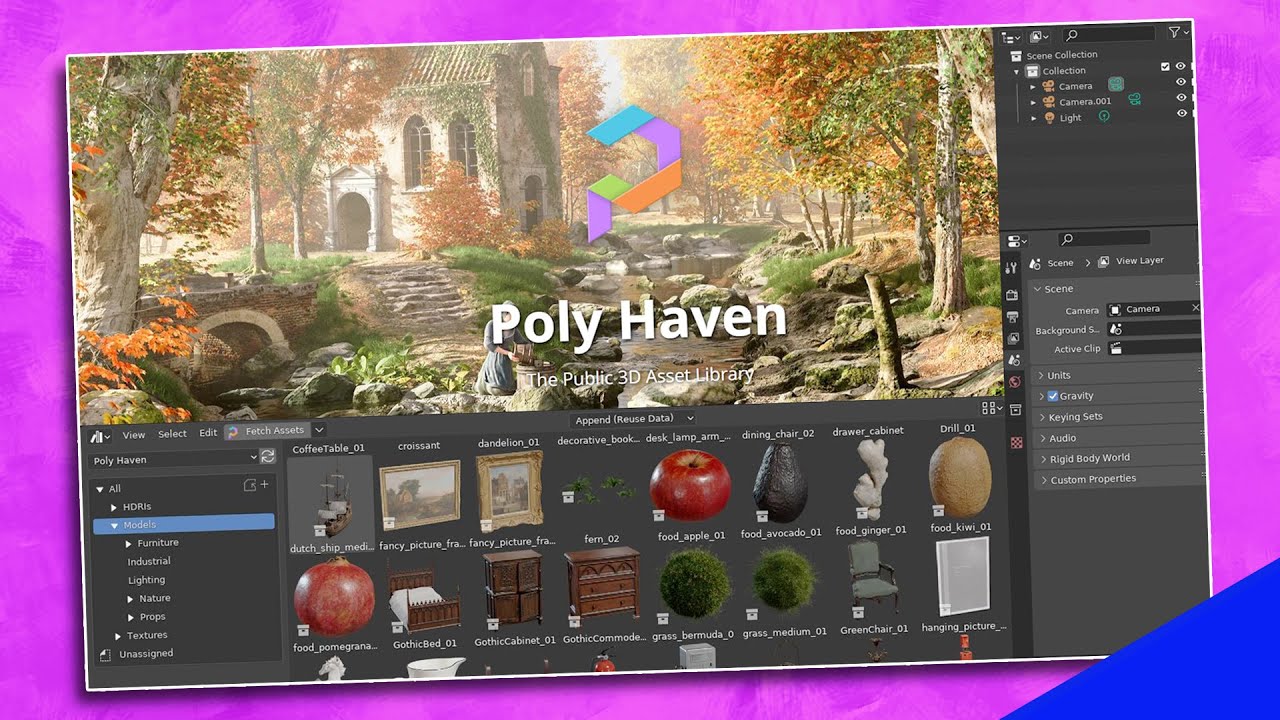 НОВИНКА! Дополнение Poly Haven Asset Browser для Blender