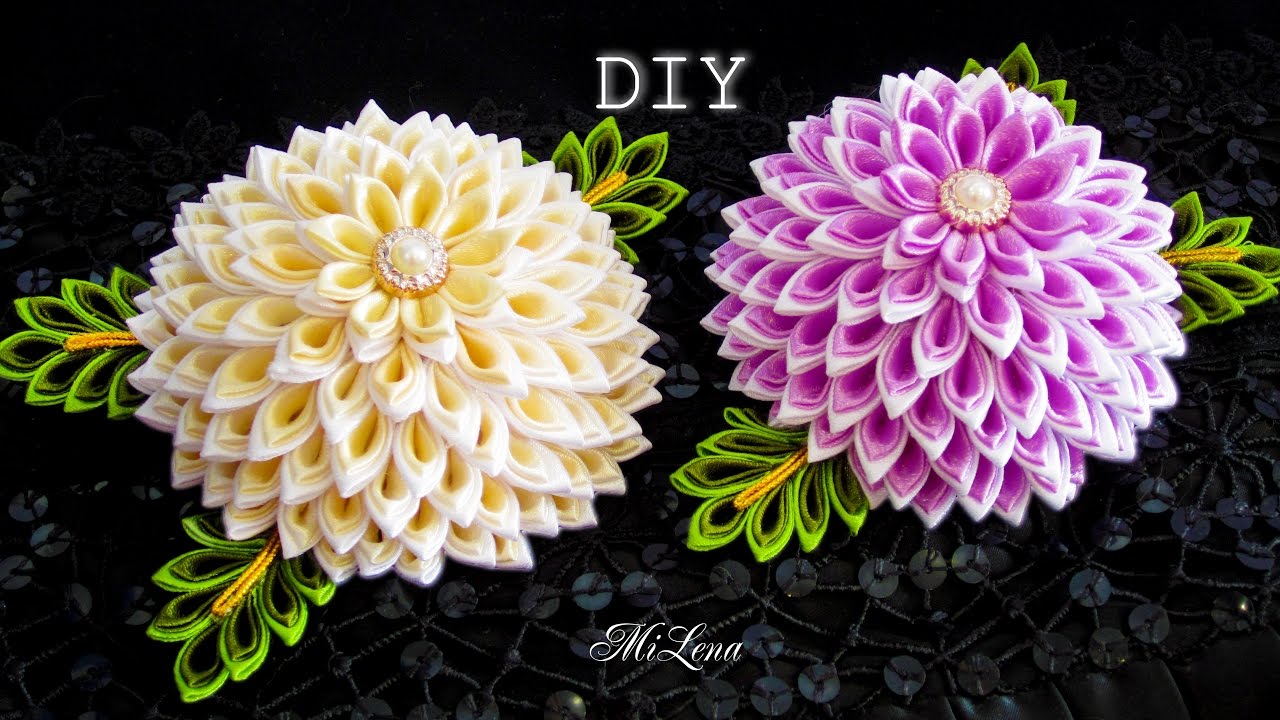 ЦВЕТОК КАНЗАШИ, МК / DIY LAYERED KANZASHI FLOWER