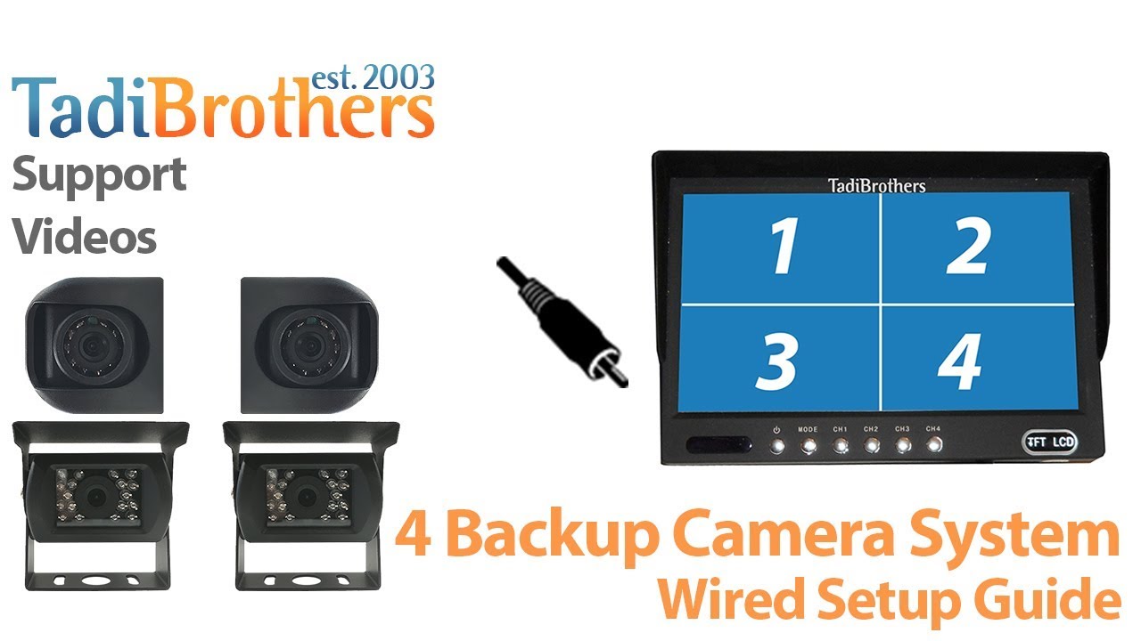 4 backup Camera observation system with a wired connection