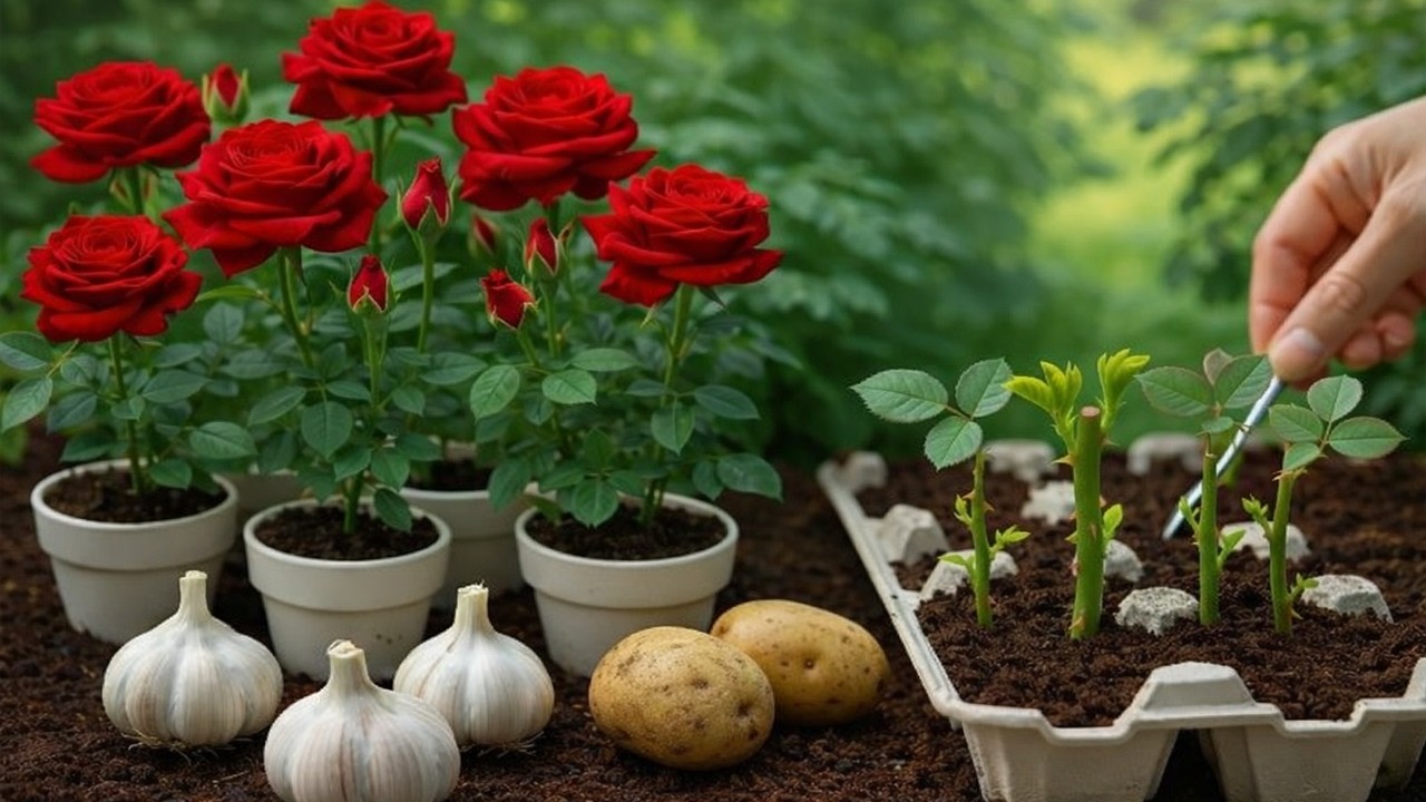 Just Potato Peels! Rose Cuttings Will Root Instantly (900%) And Bloom Crazy!