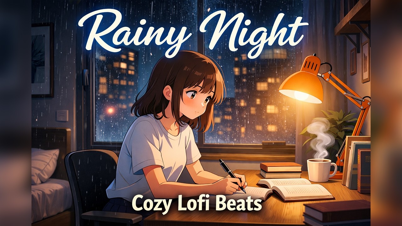 Cozy lofi beats to study to | Rainy night ambiance - 1 Hour