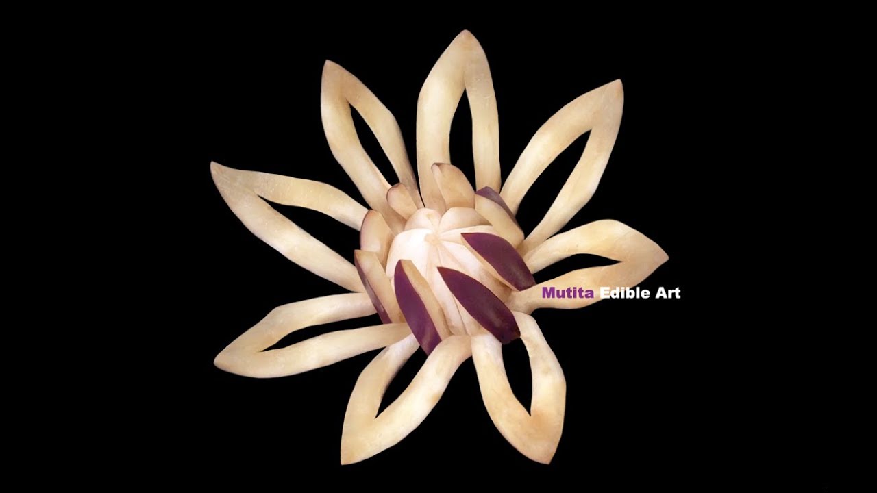 Eggplant Simple Water Lily Flower | Beginners Lesson 202 | Mutita Art Of Fruit & Vegetable Carving