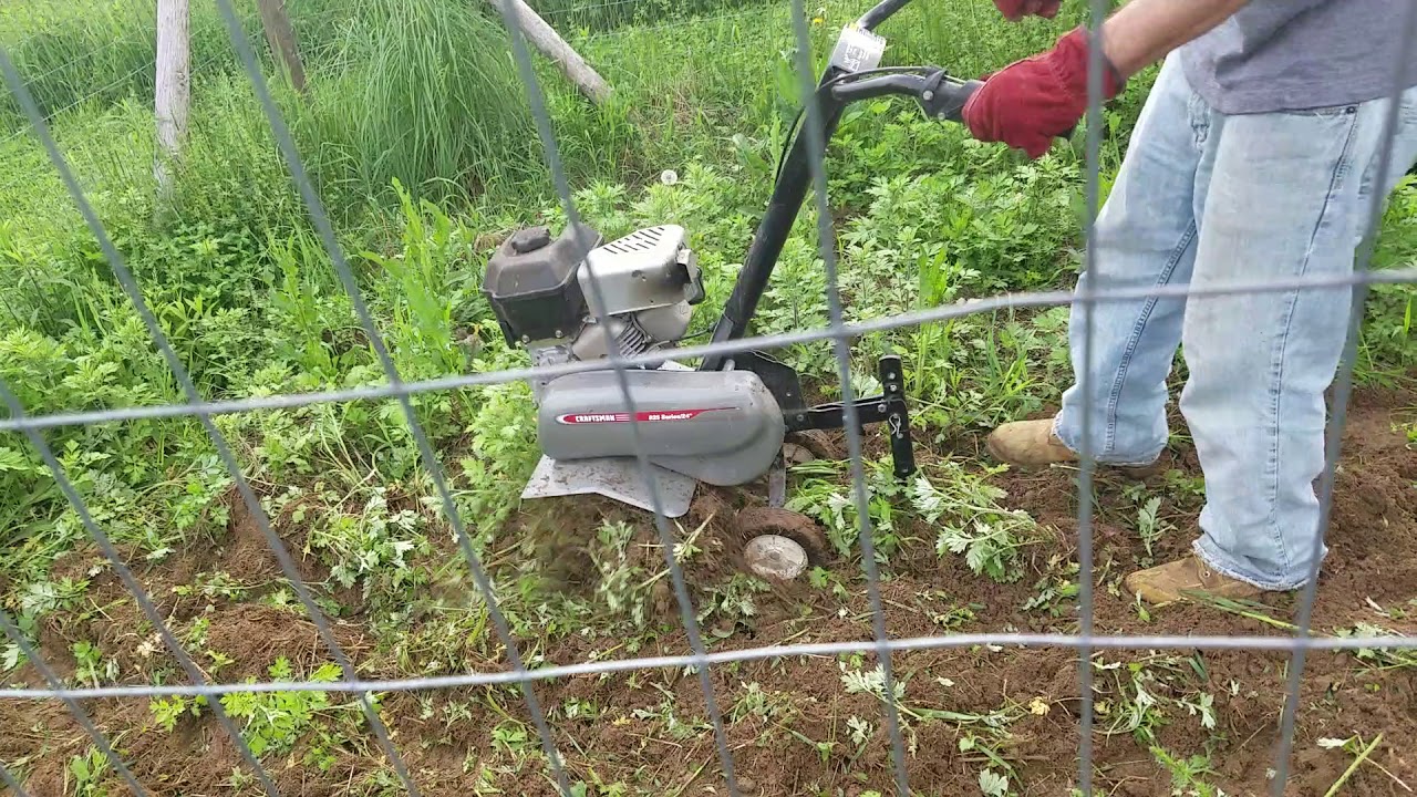 Tilling a Overgrown Garden with a Craftsman 24