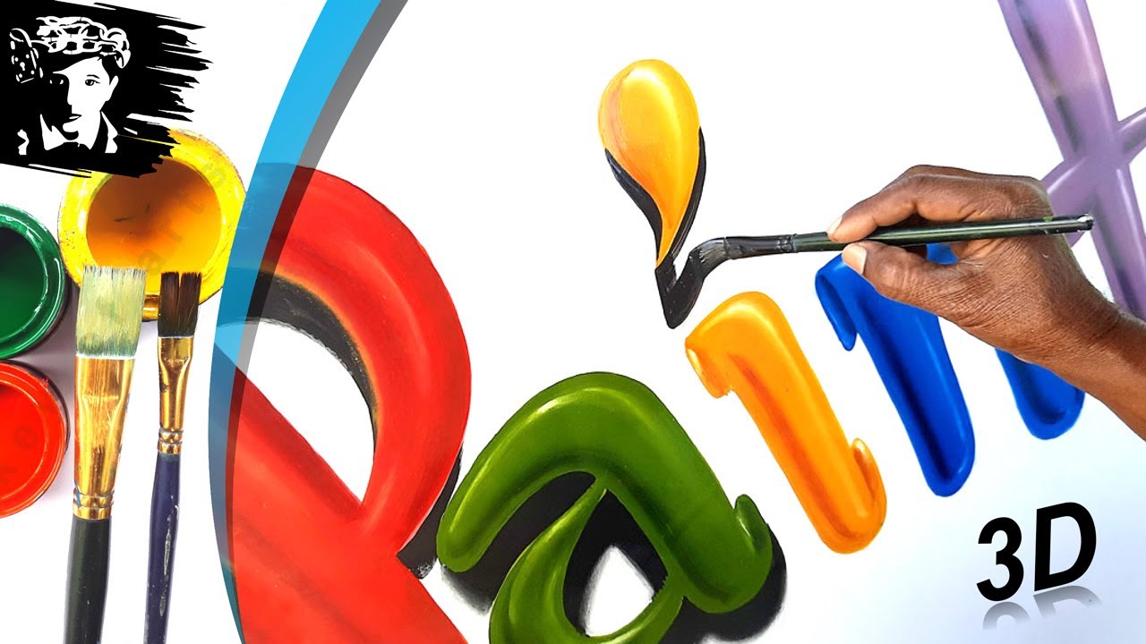Colorful Painting Handwriting Gel Design 3D Lettering English Fonts Realistic - key of arts