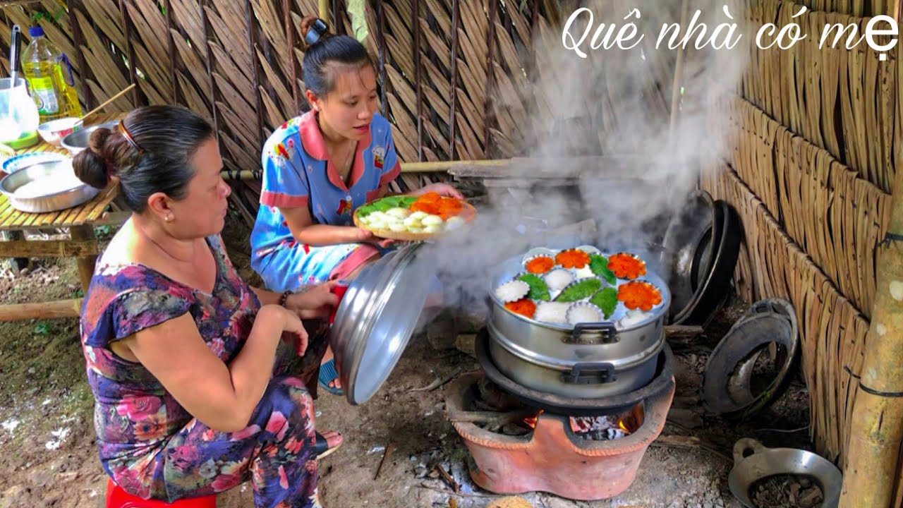 Bánh Bò Lá Dứa và Màu Quả Gấc | Hương Vị Bánh Quê Xưa ( beef cake ) Quê Nhà Có Mẹ
