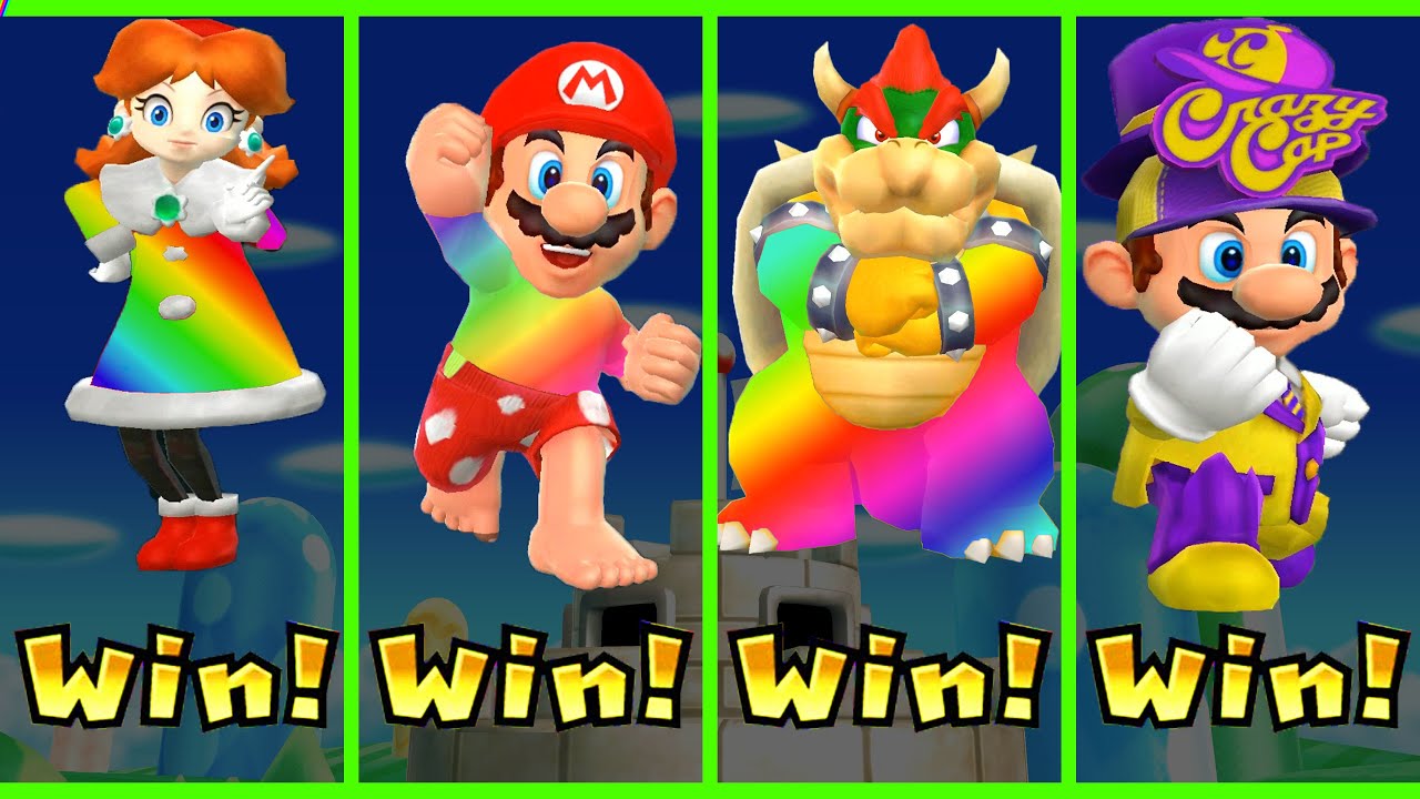 Mario Party 9 Mod Step It Up - Daisy Holiday vs Bowser vs Mario Boxers vs Crazy Cap Mario #MarioGame