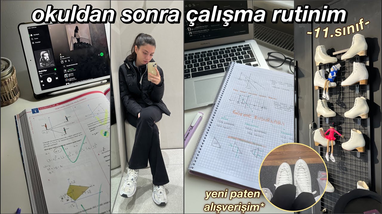Okuldan Sonra Ders Çalışma Rutinim // yeni patenlerimi alalım ⛸️