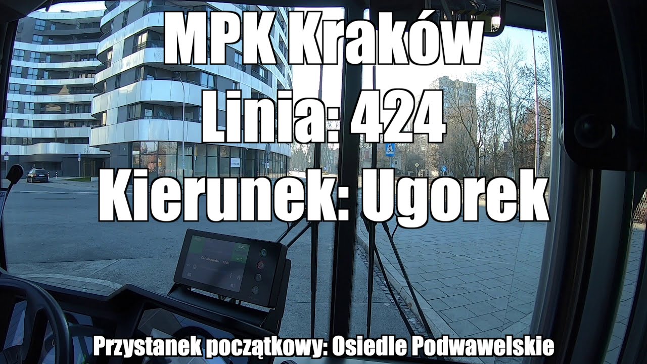 Linia: 424, kierunek: Ugorek - MPK Kraków | Cabview Electric Bus