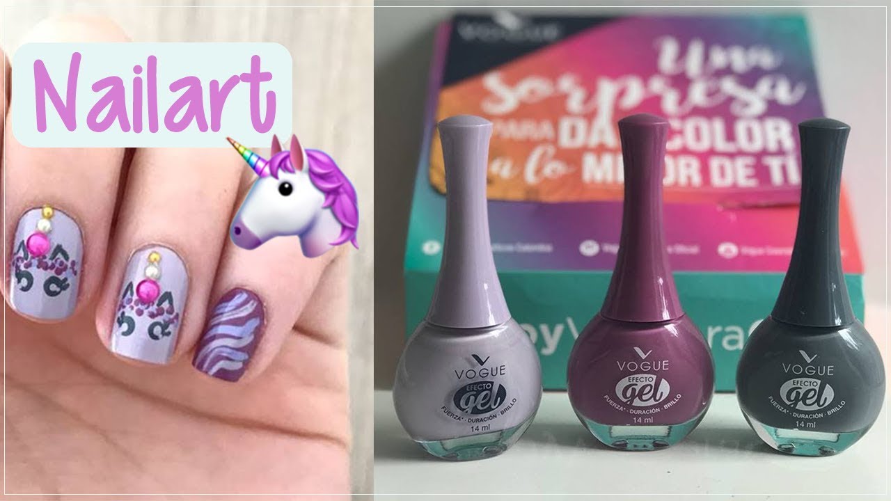 Decoración de uñas Unicornio/ Esmaltes Efecto Gel  de Vogue #SoyVoguera