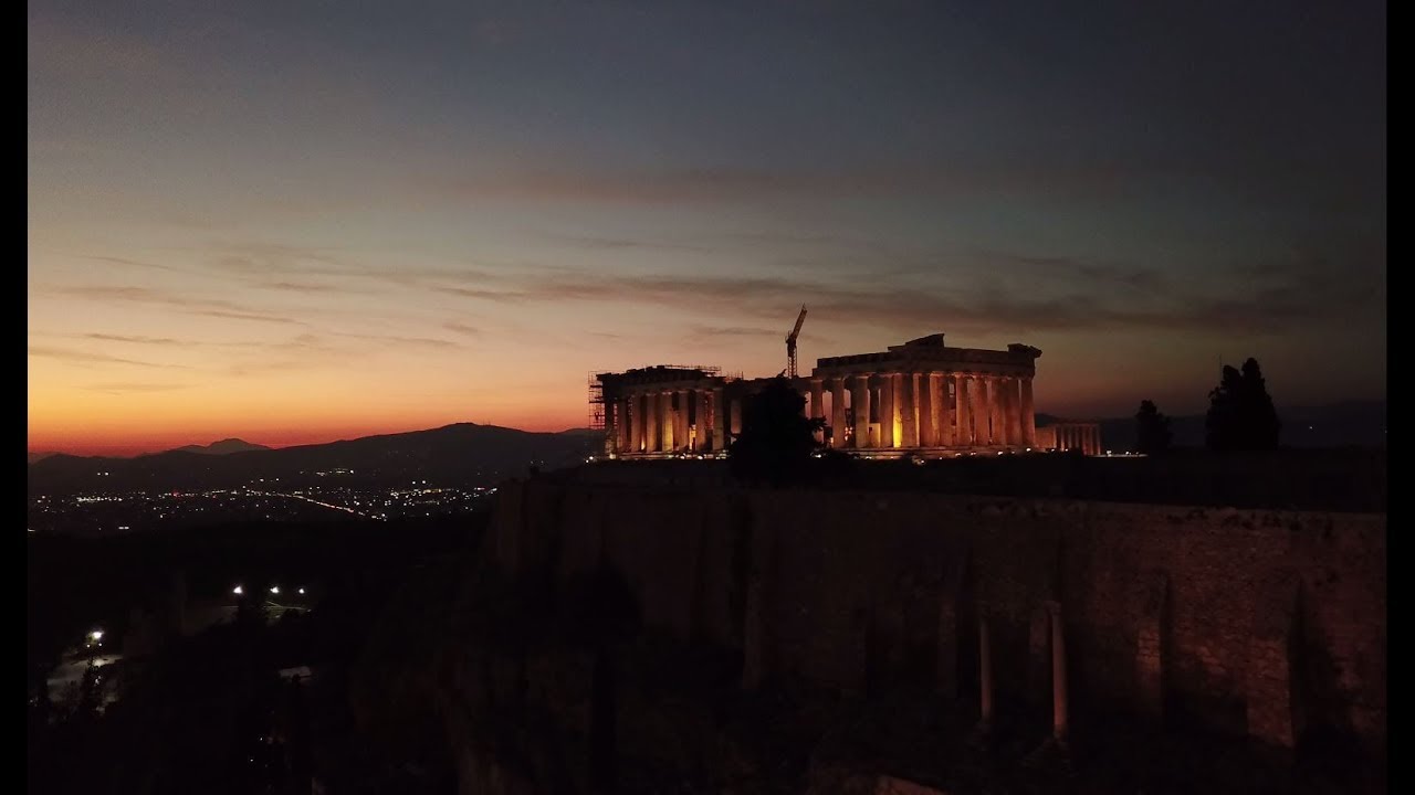 Acropolis by night as seen by a drone, music :Serenade by Schubert
