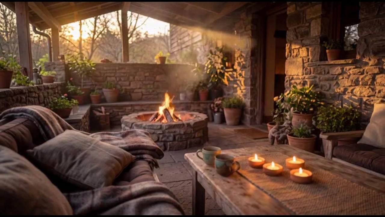 Cozy Sunset Fireplace | Мягкая фортепианная музыка для расслабления и отдыха