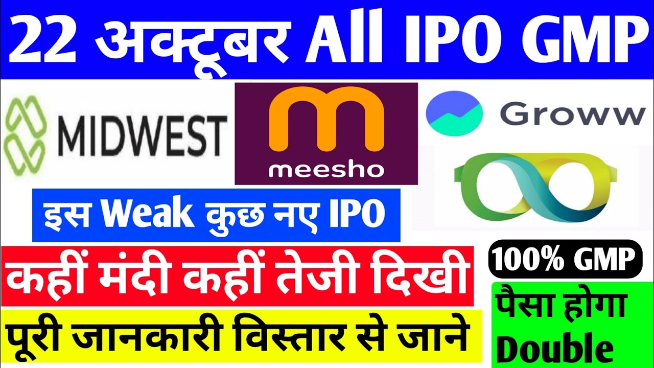 22 October 2025 IPO GMP Today | Midwest Ipo Latest GMP | Groww Ipo | Lenscart Ipo | Equipment Ipo...