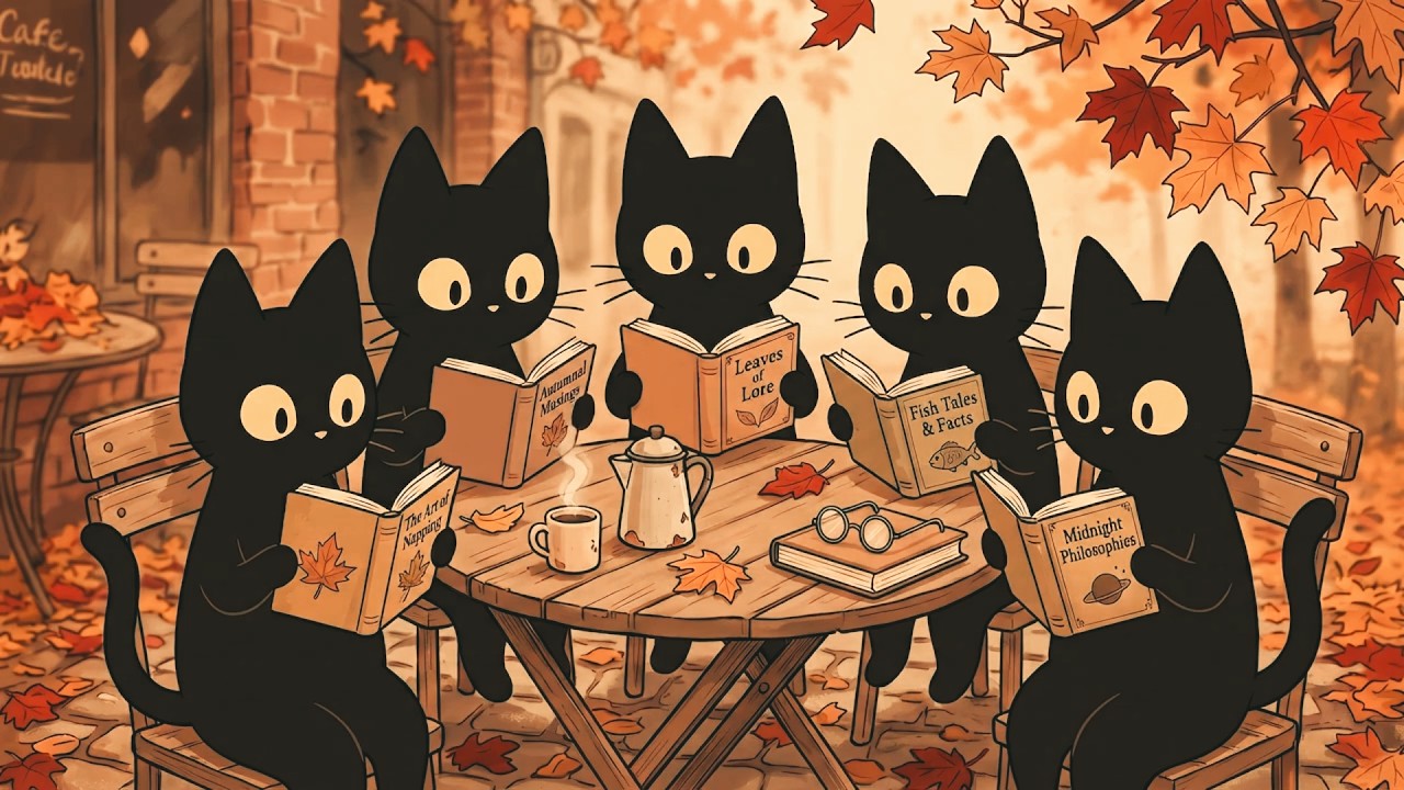 Cozy Autumn Book Club feat. Jazz Cats 🍂 Lofi Jazzhop Beats for Work & Study