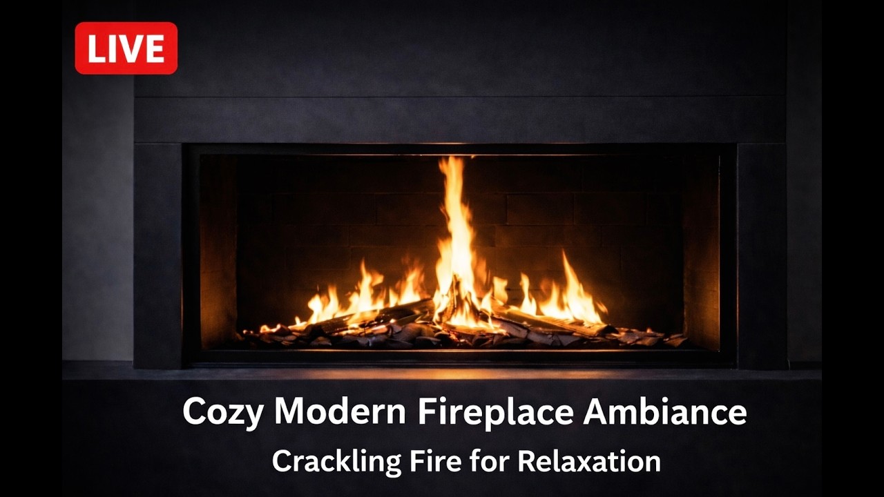 Cozy Modern Fireplace Ambiance | Crackling Fire For Relaxation