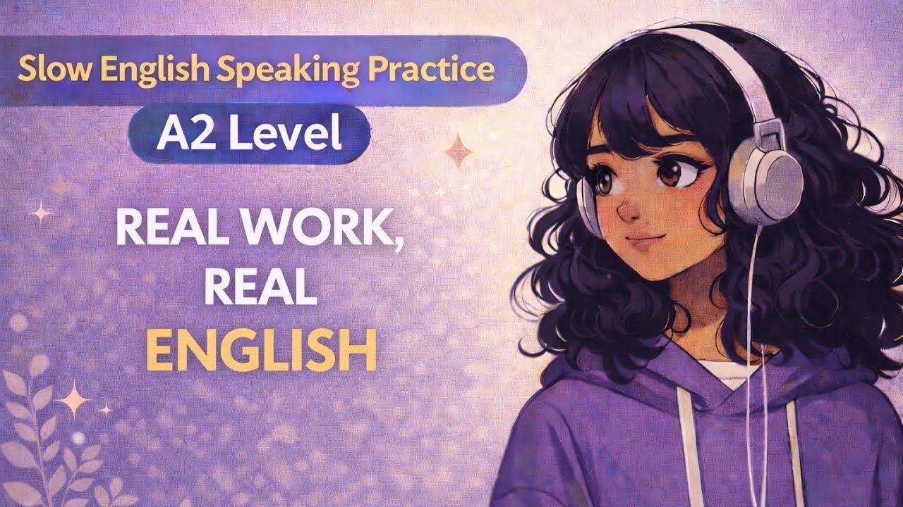 “Real Work, Real English” | Slow English Speaking Practice – A2 Level 