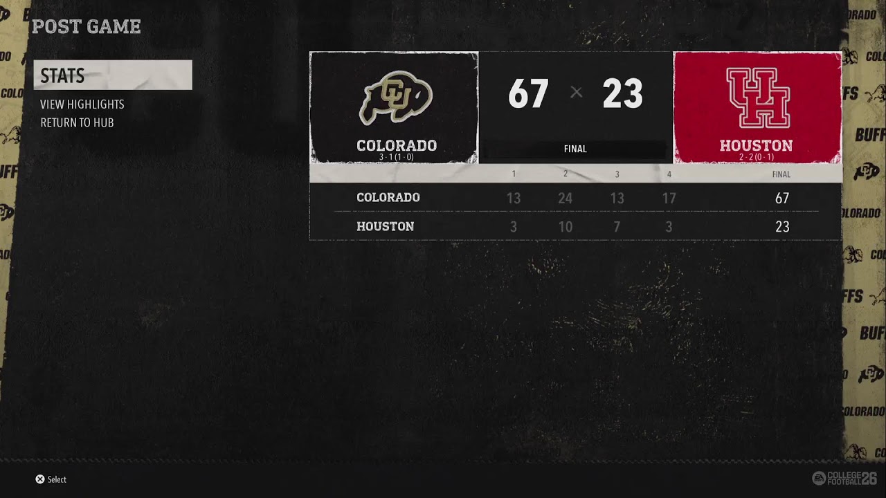 CFB26| COLORADO VS HOUSTON |WK5|NFCL COLLEGE SERIES #TAKEOFF