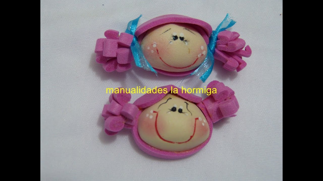 caritas miniatura de foamy para decorar accesorios. Manualidades la Hormiga