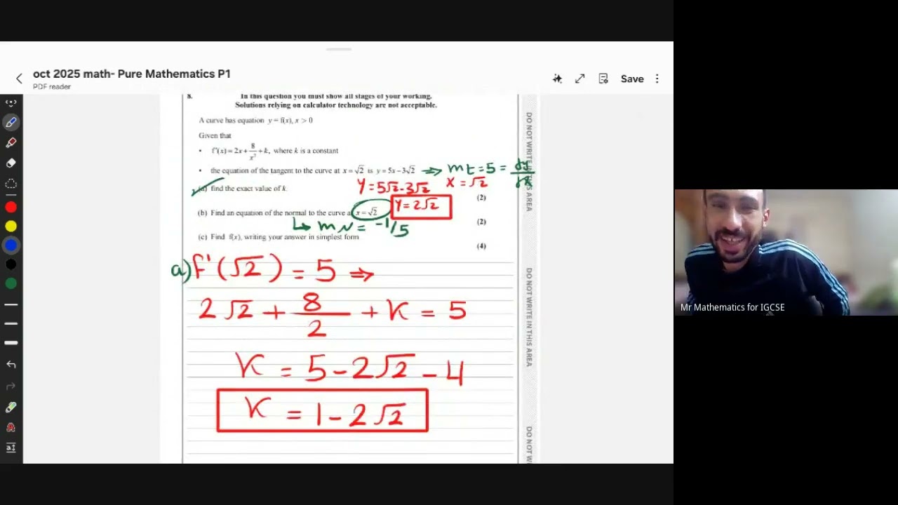 P1 NOV/OCT 2025 PART EDEXCEL AS MATH Q8,9,10