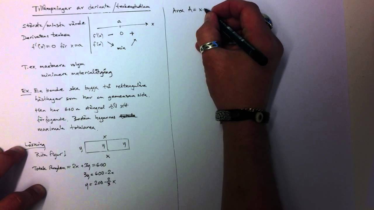 Tillämpning av derivata & teckenstudium
