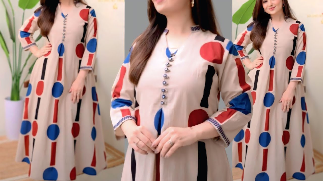 Half collar kurti cutting & stiching/box pleated kurti cutting stitching/pleated kurti