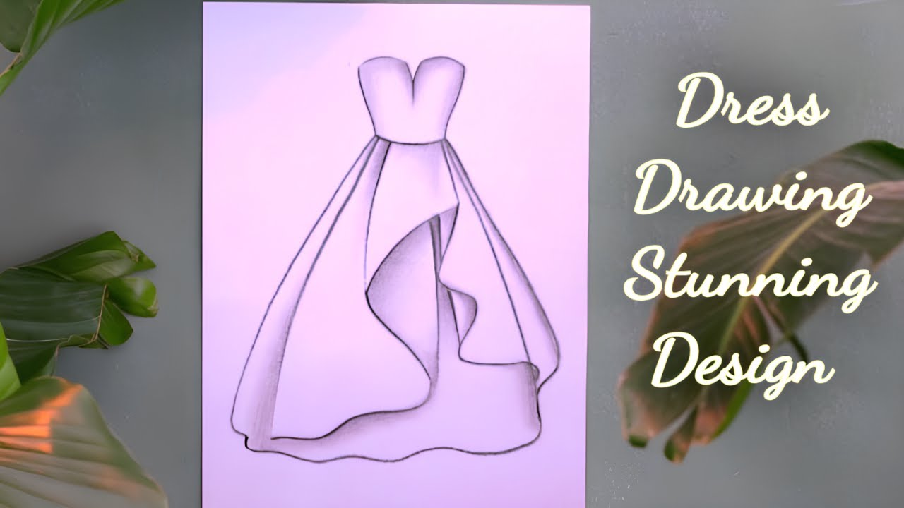 Easy Girl Gown Dress Drawing | Beautiful Fashion Design Sketch | Simple Pencil Drawing Tutorial