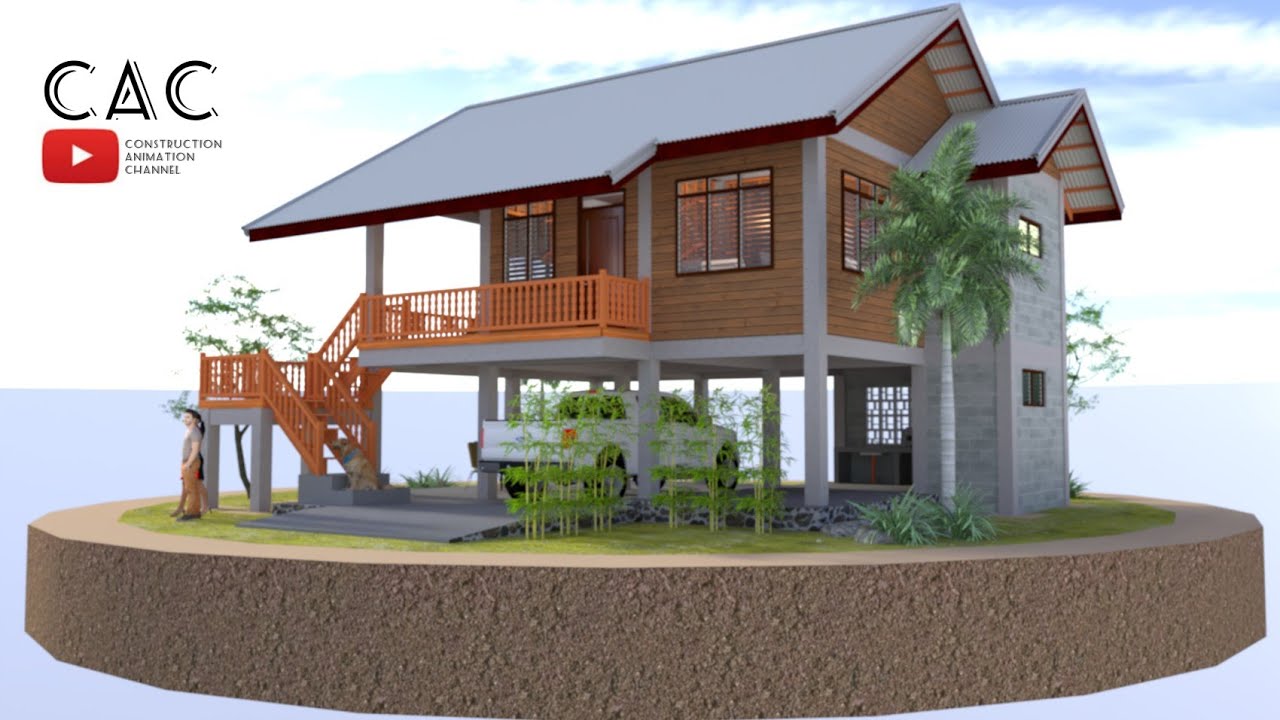 Simple Elevated Farmhouse | Tropical House | 7x11m | Two Bedroom