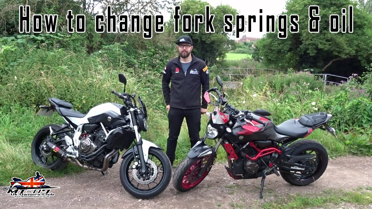 How to change fork springs & oil on a Yamaha MT 07 (FZ 07)