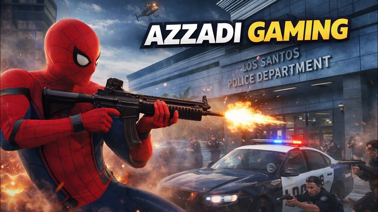 Bank Robbery | Spider Man vs Los Santos Police in GTAV #gta #gta5 #shortsfeed #gtav