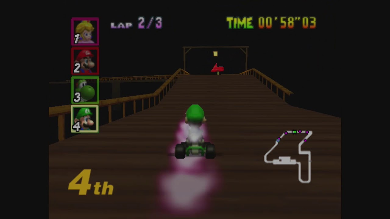 Mario Kart 64 - Banshee Boardwalk gameplay (150cc, 1st place)