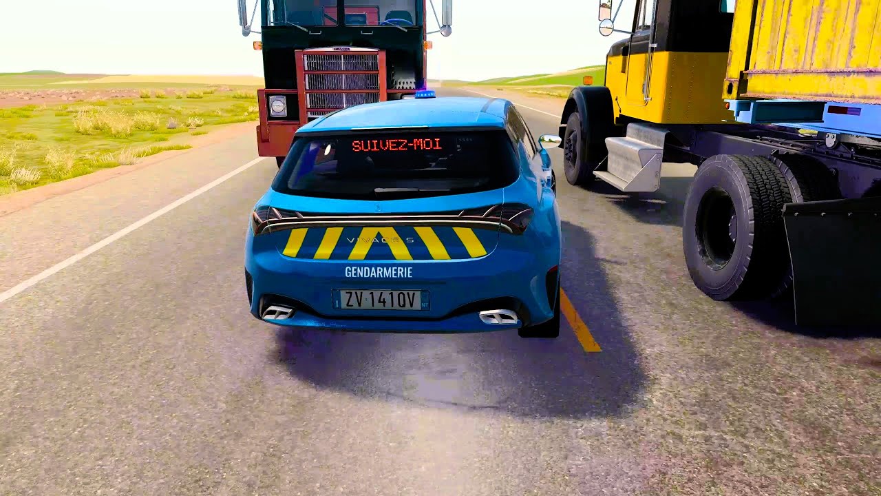 Quelle voiture de police passera ce camion sans crash ? 🚓💥 #beamngdrive
