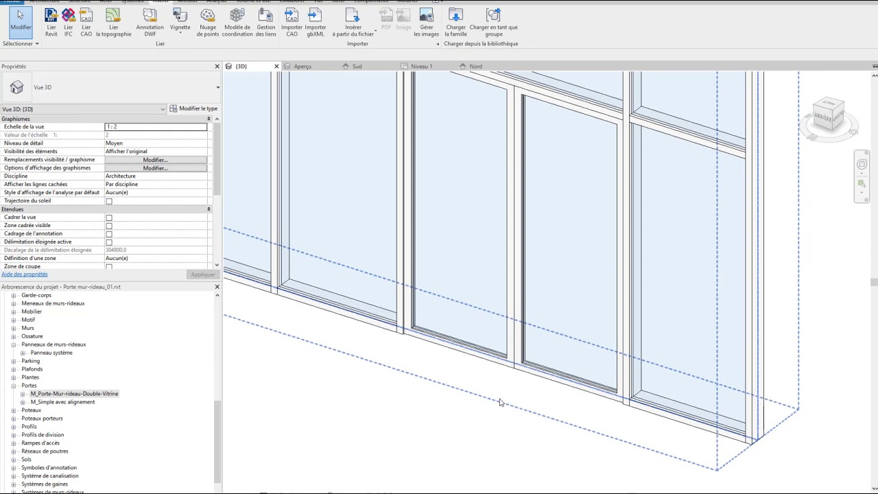 Revit : Insertion d'une porte dans un mur-rideau (1 de 2)