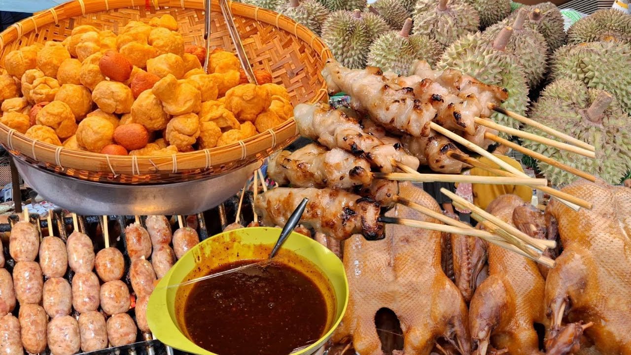 Night food market in Samut Prakan Province, Thailand