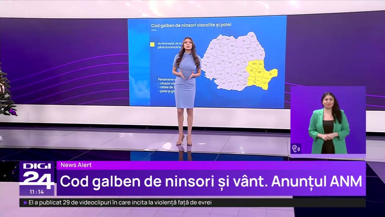 Cod galben de ninsori viscolite și v&acirc;nt puternic. Care sunt zonele afectate