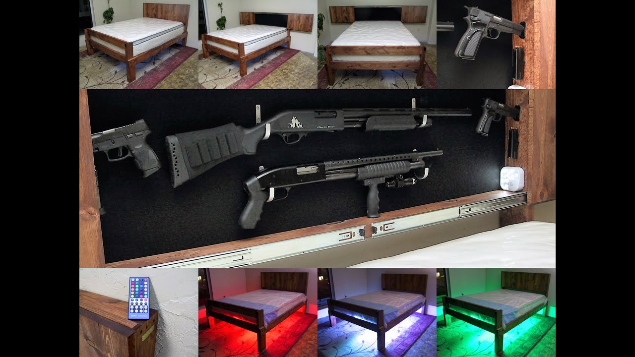 Giobed Gun Concealment Platform Bed with LED Lighting