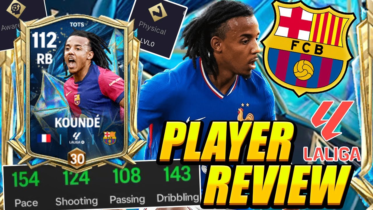 REVIEW TOTS KOUNDE PLAYER REVIEW! FC MOBILE KOUNDE REVIEW! TEAM OF THE SEASON JULES KOUNDE REVIEW!