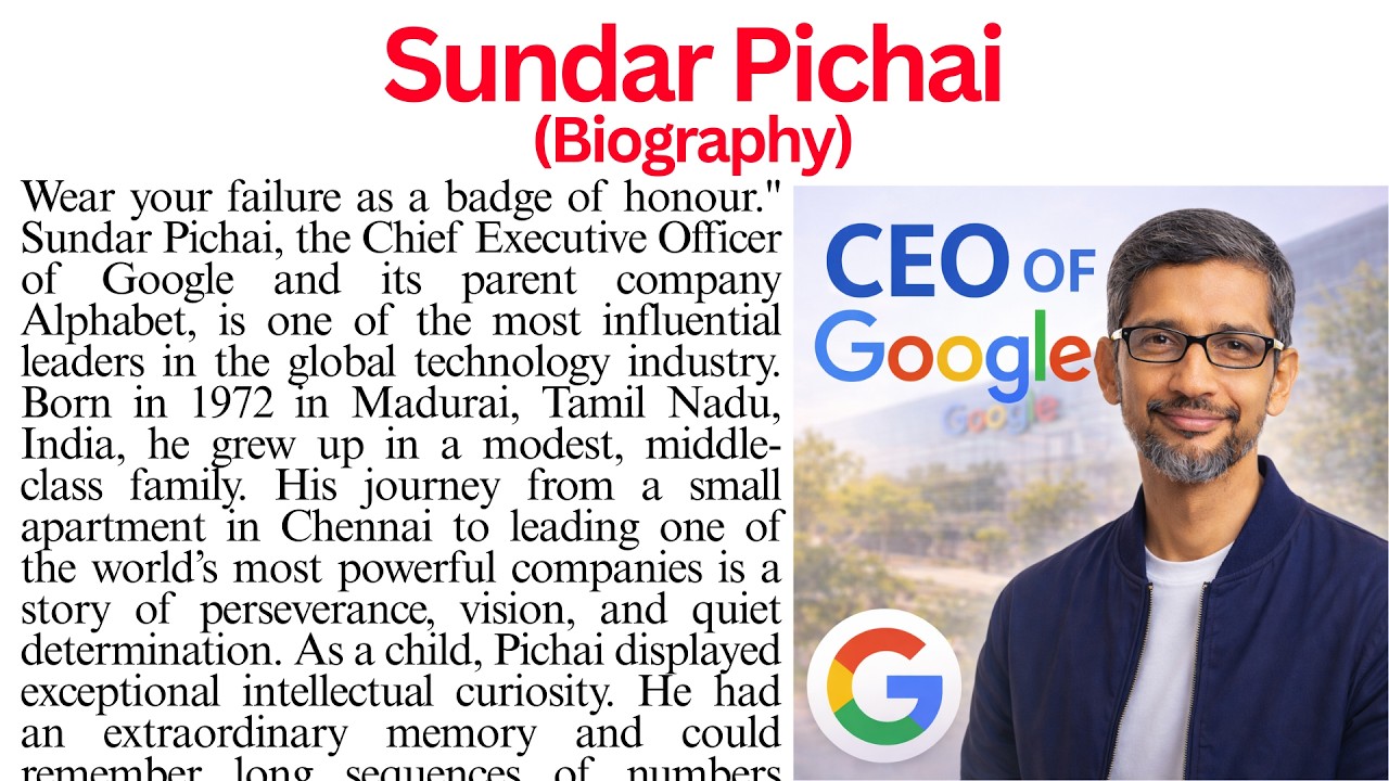 Sundar Pichai Biography | From Middle-Class Boy to Google CEO | Comprehension Passage | Passage