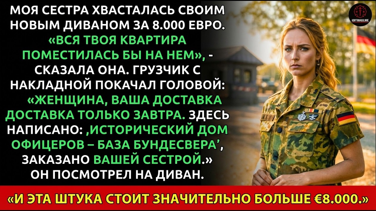 «Вся твоя квартира поместилась бы на диване», — смеётся она, — затем курьер говорит: «Подождите…»