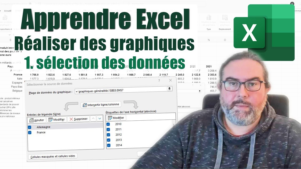 Graphiques sous Excel 1 s&eacute;lection des donn&eacute;es