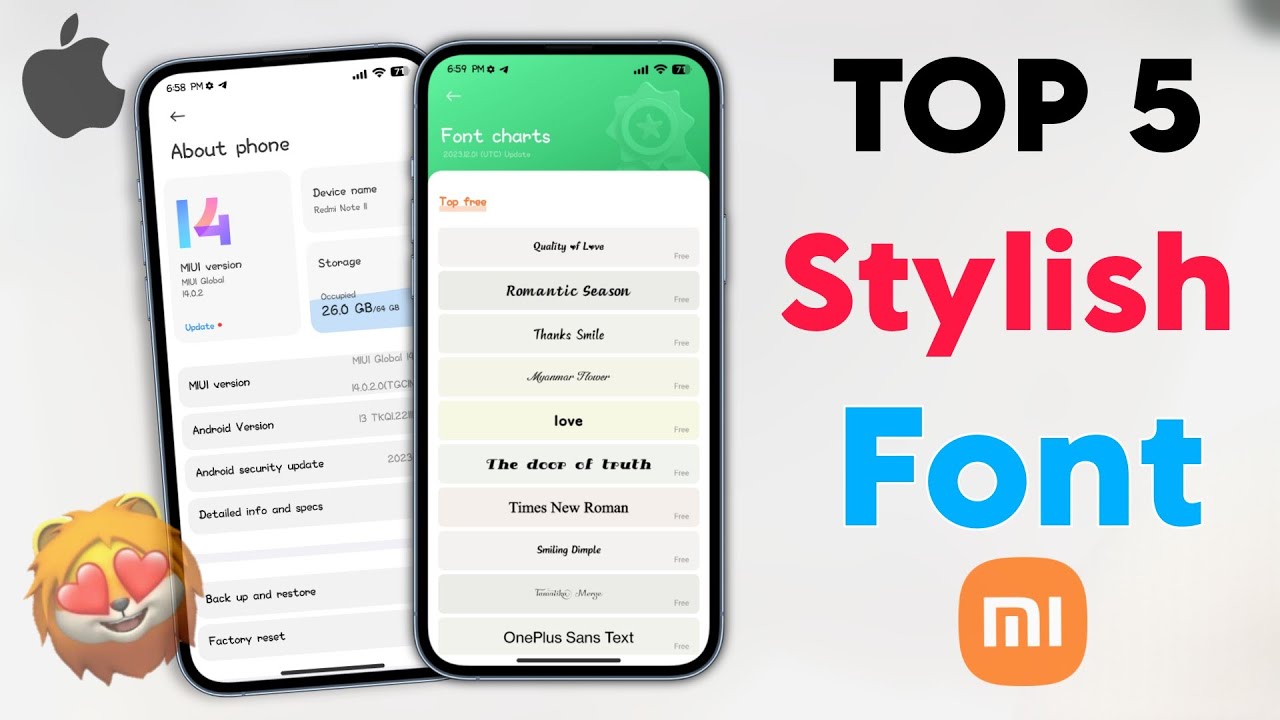 Top 5 Stylish Fonts Apply In Xiaomi, Redmi & Poco Phones | iPhone Font also Emoji Add On In Miui 14