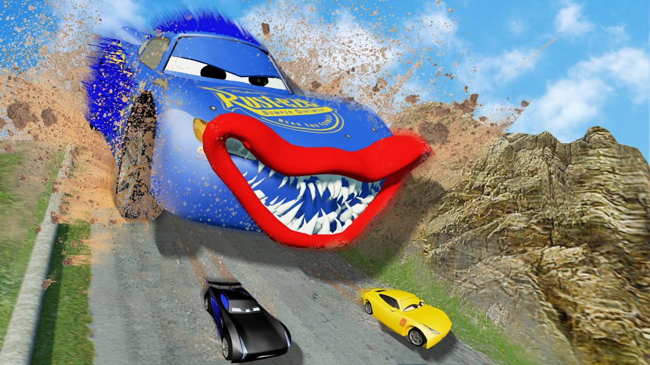 Giant Pit & Hammer vs Cars: Zombie Mack Downhill Race– BeamNG.drive