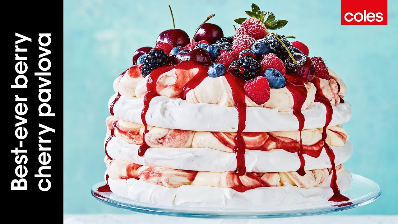 Best-ever berry cherry pavlova