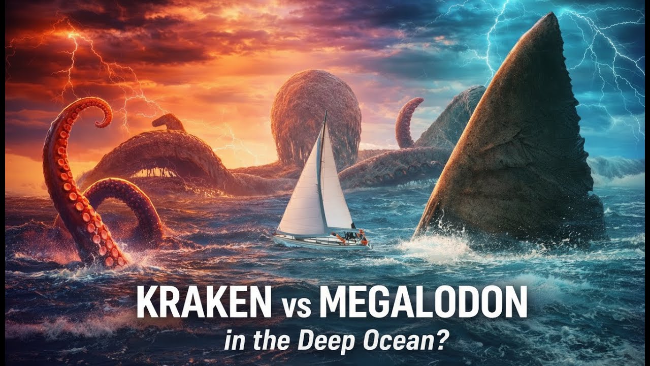 What If the Megalodon Faced the Kraken in the Deep Ocean? (Myth vs Reality)