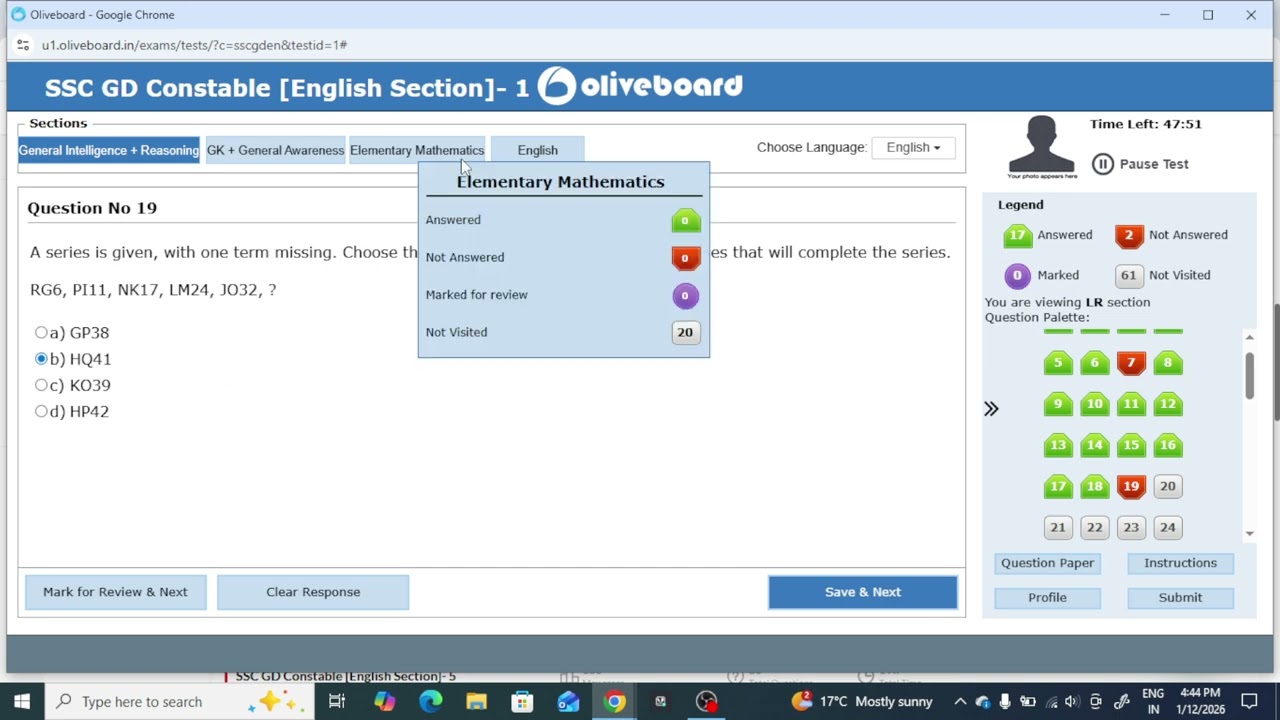 Oliveboard SSC GD CONSTABLE Mock Test 1