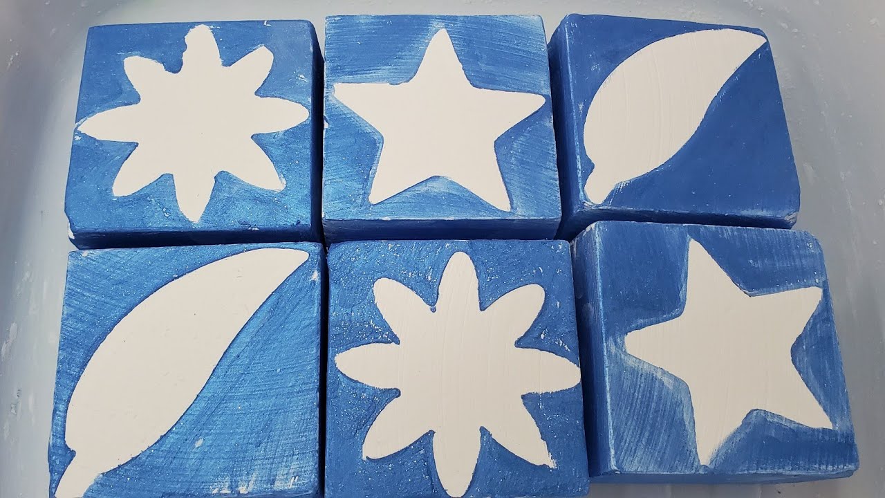 6 BLOCKS OF BLUE SPRI GYM CHALK CRUMBLE-ASMR