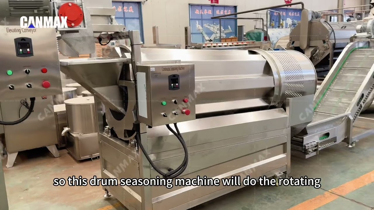 Industrial Fried Food Processing Solution: Vibrating De-oiling, Air Cooling & Rotary Seasoning Drum