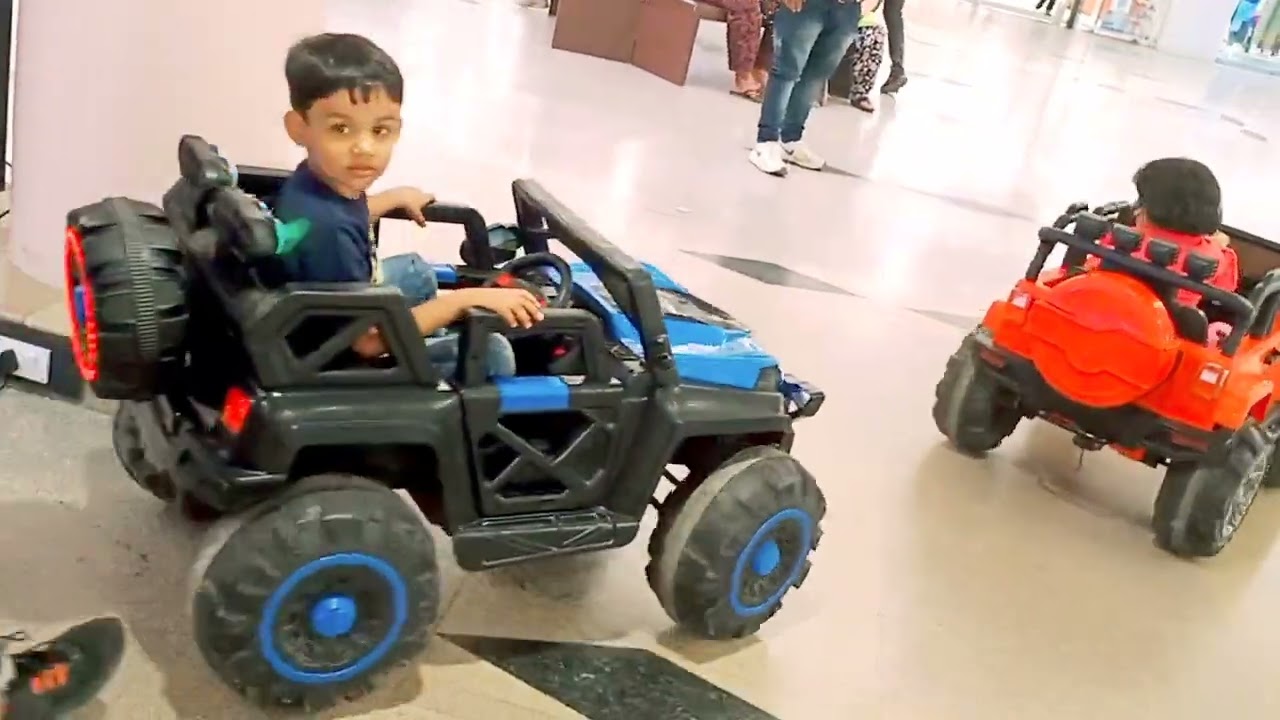 Arjavi And Nishv try first time drive electric car and fun in mall