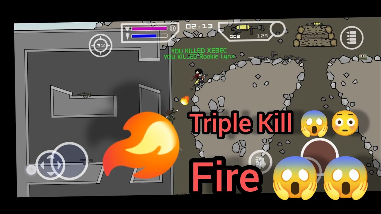 Triple Kill 😱🔥With Fire 🔥 Gun #minimilitia#games#action